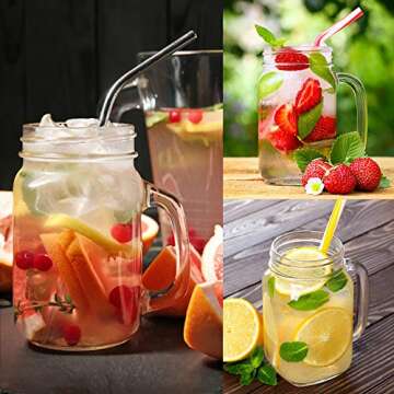 16 oz Glass Mason Jars with Handles 9 Pack, Clear Retro Drinking Jars Mugs Smoothie Jars with Silver Metal Lids,Perfect For Beverages,Decoration,Storage,Party Favors, Tags and Twine String As Gifts