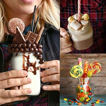 16 oz Glass Mason Jars with Handles 9 Pack, Clear Retro Drinking Jars Mugs Smoothie Jars with Silver Metal Lids,Perfect For Beverages,Decoration,Storage,Party Favors, Tags and Twine String As Gifts