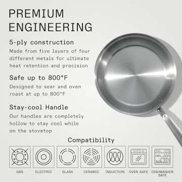 Made In Cookware - 10-Inch Stainless Steel Frying Pan - 5 Ply Stainless Clad - Professional Cookware - Crafted in Italy - Induction Compatible