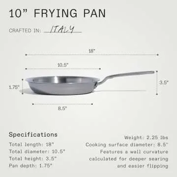Made In Cookware - 10-Inch Stainless Steel Frying Pan - 5 Ply Stainless Clad - Professional Cookware - Crafted in Italy - Induction Compatible