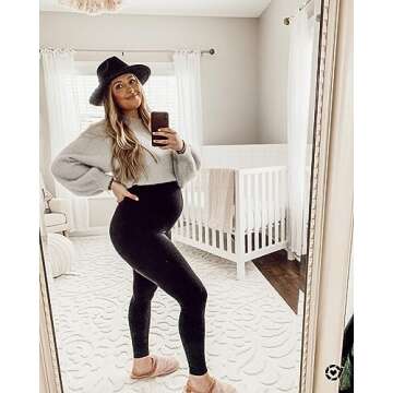 HLTPRO Maternity Leggings with Pockets for Women - Comfortable Over The Belly Pants for Pregnancy, Y...