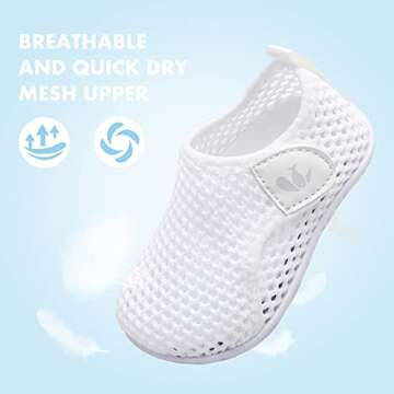 Baby Boys Girls Water Sports Shoes Barefoot Kids Aqua Sneakers Beach Swim Shoes Mesh White 12-18 Months Infant
