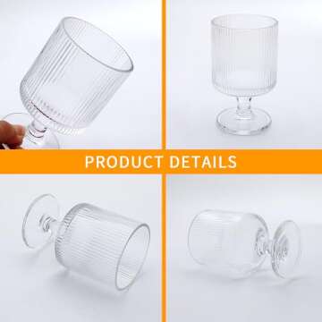 Ufrount Vintage Ribbed Wine Glasses Set of 12,Clear 8oz All Purpose Water Goblet,Origami Style Short Stemware 250ml Glass Beverage Goblets for Juice,Cocktail,Wine,Party