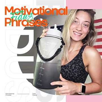 Fidus 1 Gallon Motivational Water Bottle - BPA Free & Leakproof