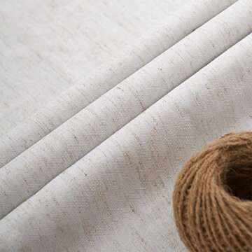 Jubilantex Natural White Solid 100 Percent Blackout Curtains 2 Panels Extra Long for Bedroom, Farmhouse 2 Layers Linen Noise Reducing Grommet Top Window Drapes for Patio Sliding Door, 54x108 Inch