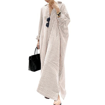 Chouyatou Cotton Maxi Shirt Dress for Effortless Style