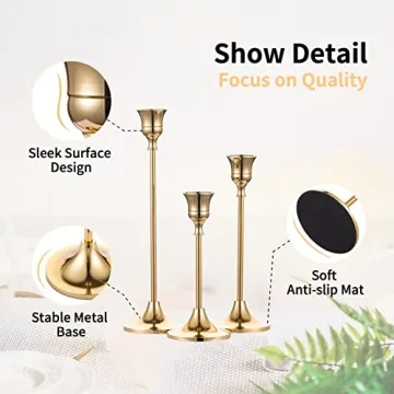 Buy Brass Gold Metal Taper Candle Holders for Elegant Decor