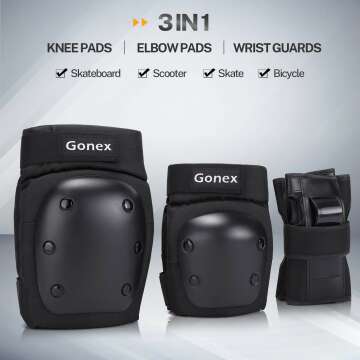 Gonex 3-in-1 Skate Pads for All Ages - Elbow, Knee & Wrist