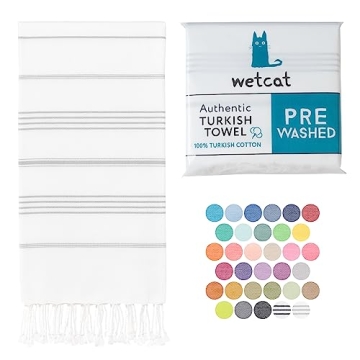 WETCAT Turkish Beach Towel | Oversized 38x71, Quick Dry, Sand Free, Perfect for Travel and Beach