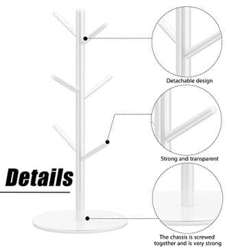 Patelai Acrylic Coffee Mug Tree Holder for 6 Cups