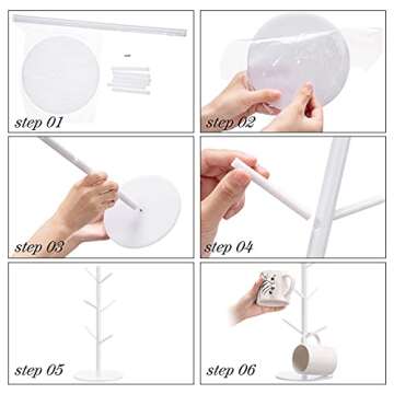 Patelai Acrylic Coffee Mug Tree Holder for 6 Cups