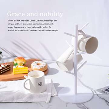 Patelai Acrylic Coffee Mug Tree Holder for 6 Cups