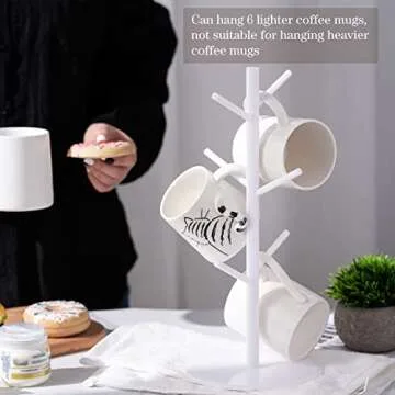 Patelai Acrylic Coffee Mug Tree Holder for 6 Cups