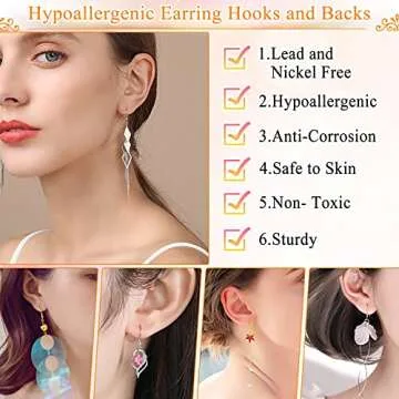 Hypoallergenic Earring Making Kit, modacraft 2000Pcs Earring Making Supplies Kit with Hypoallergenic Hooks, Earring Findings, Backs, Pins Jump Rings for Jewelry Making Supplies