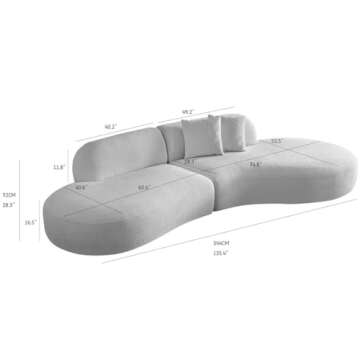 YOPENG 135.4" Oversized Curved Sectional Sofa,Comfy Modern Modular Couch with Chaise & 2 Pillows,6 S...
