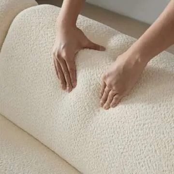 YOPENG 135.4" Oversized Curved Sectional Sofa,Comfy Modern Modular Couch with Chaise & 2 Pillows,6 Seater Boucle Sofas,Sectional Couches for Living Room,Apartment,Offce,Right Facing,Beige