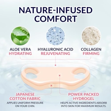 Stylia Double Chin Mask - V Line Chin Strap - Lifting Collagen Face Mask with Hyaluronic Acid & Aloe Vera - Face Lift Tape Jawline Shaper - Self Care Gifts for Women - Face Masks Skincare - 20PC