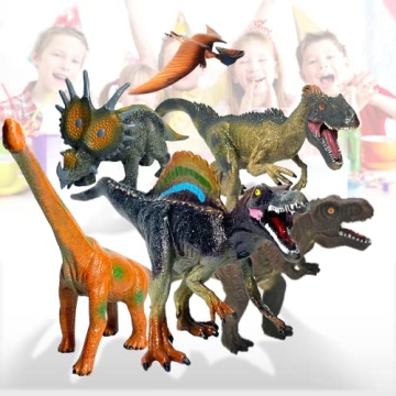 Dinosaur Toys Set, Jumbo Dinosaur Figures 6PCS + Dinosaur Finger Puppets 5, Realistic Dinosaur Model...