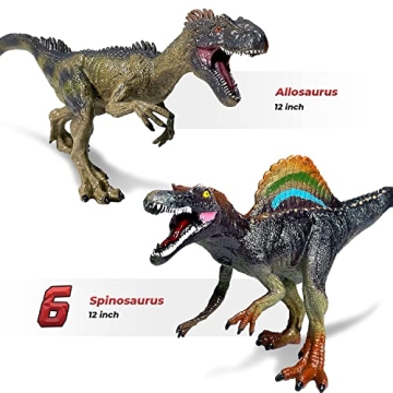 Dinosaur Toys Set - Jumbo 6PCS & Finger Puppets for Kids