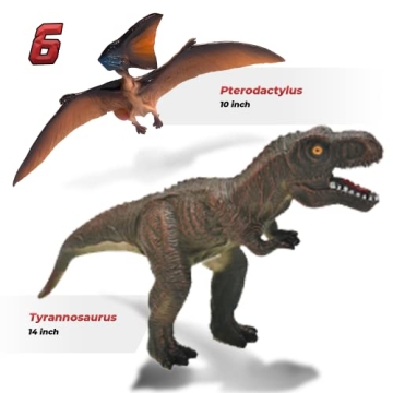 Dinosaur Toys Set - Jumbo 6PCS & Finger Puppets for Kids