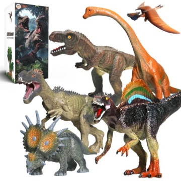 Dinosaur Toys Set - Jumbo 6PCS & Finger Puppets for Kids