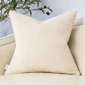 Yangest Beige Square Throw Pillow Cover Wavy Velvet Cushion Cover Modern Zippered Pillowcase for Sof...