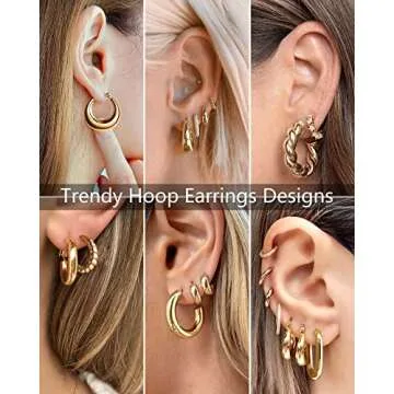 Adoyi Gold Hoop Earrings Set for Women - 7 Pairs