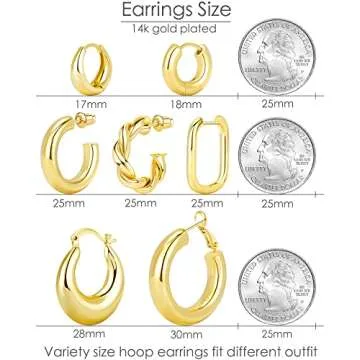 Adoyi Gold Hoop Earrings Set for Women - 7 Pairs