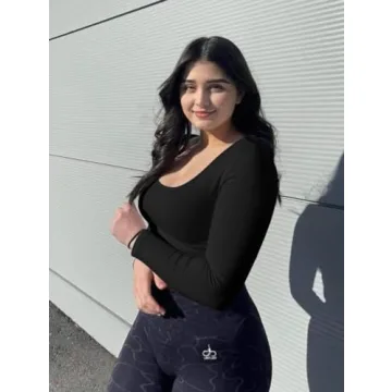 Stylish Women's Bodycon Long Sleeve Crop Top in Black