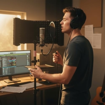 Professional 6-Panel Microphone Isolation Shield with Stand