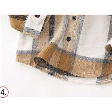 Kids Toddler Shirt Jacket Plaid Long Sleeve Lapel Button Down Baby Boys Girls Fall Shirt Coat Shacket (Brown, 24M)
