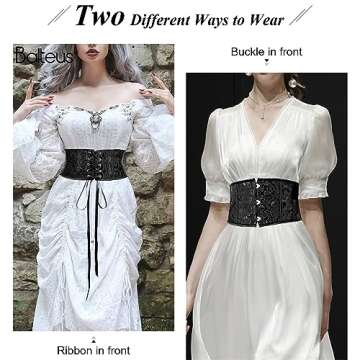 Floral Corset Waist Belt for Women,Lace up Waist Belt Wide Waistband Obi Tied Waspie Belt for Weddin...