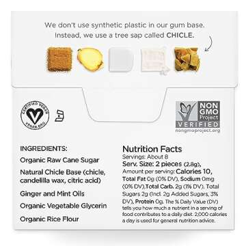 Simply Gum Ginger Flavor | Natural Plant-Based Chewing Gum | 90 Pieces