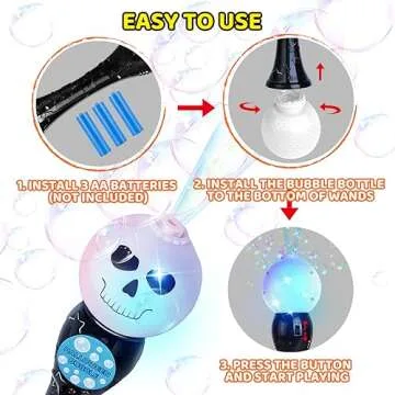 Halloween Bubble Blower Wand for Kids - LED Light-Up Fun
