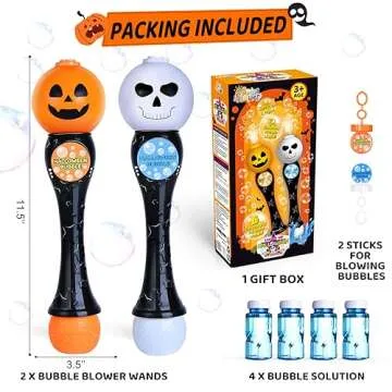 Halloween Bubble Blower Wand for Kids - LED Light-Up Fun
