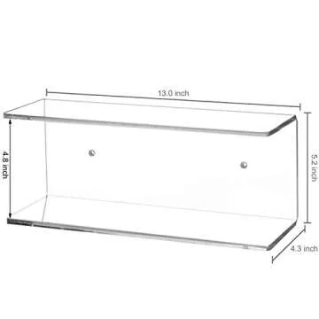 MyGift 2 Tier Clear Acrylic Wall Mounted Floating Display Shelves, Set of 2