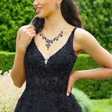 EVER FAITH Wedding Party Jewelry Set: Elegant Crystal Flower Necklace & Earrings