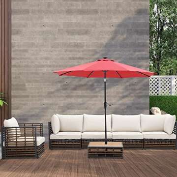ESSENTIAL LOUNGER 6 Pieces Outdoor Patio Furniture Set, Sectional Conversation Outdoor Rattan Furniture Set with Olefin Cushions and Coffee Table, Wicker Sofa with Umbrella Hole for Garden, Poolside