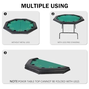 Koreyosh Folding Poker Table for 8 Players Durable Design