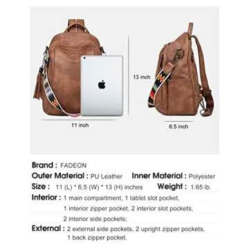 FADEON Small Backpack Purse - Stylish Leather Design