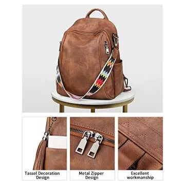 FADEON Small Backpack Purse - Stylish Leather Design