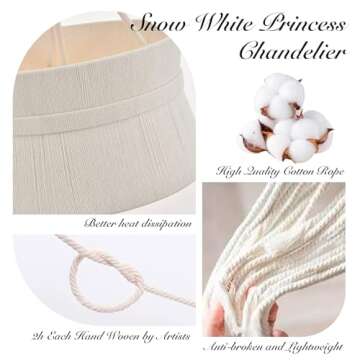 Elyccupa 20” Hand Woven Rattan Chandelier Coastal Boho Pendant Light for Kitchen Island Dining Living Room, UL Listed