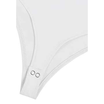 REORIA Women’s Casual Sleeveless Crew Neck Pads Shoulder Musle Bodycon Leotard Bodysuit Tank Tops White Small