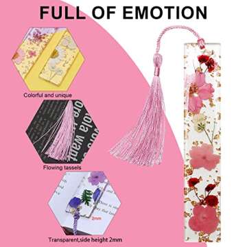 Book Marks for Book for Women, Kaluofan 2PCS Dried Flower Bookmarks with Tassels, Bookmarks for Wome...