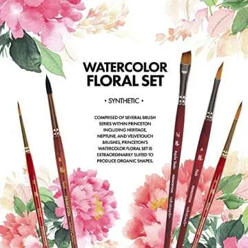 Princeton Artist Brush Co. Watercolor Floral Set - 5pc Short Handle Selection of Synthetic Watercolo...