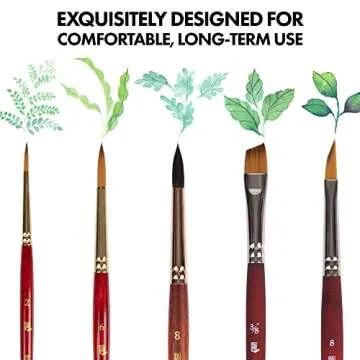 Princeton Artist Brush Co. Watercolor Floral Set - 5pc Short Handle Selection of Synthetic Watercolor Brushes - Petals Angle Shader and 3 Round Watercolor Paint Brushes for Floral Painting Techniques