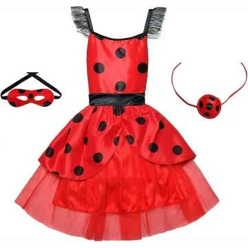 Ladybug Dress Costume for Girls - 3pcs Set