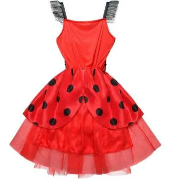 Ladybug Dress Costume for Girls - 3pcs Set