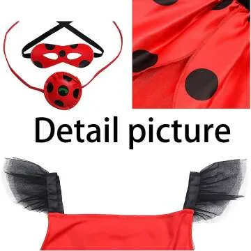 Ladybug Dress Costume for Girls - 3pcs Set