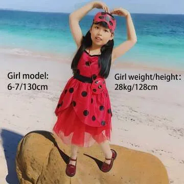 Ladybug Dress Costume for Girls - 3pcs Set